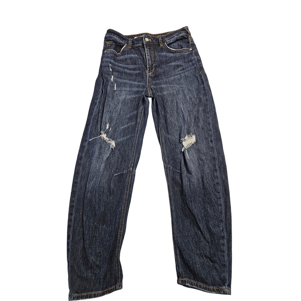 Pilcro and the Letterpress The Bow Boyfriend Jeans Dark Wash Blue Size 27